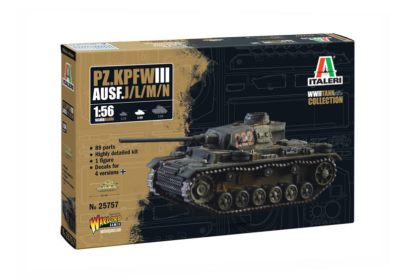 Italeri 25757 1/56 Panzer IIIJ/L/M/N Model Tank Kit