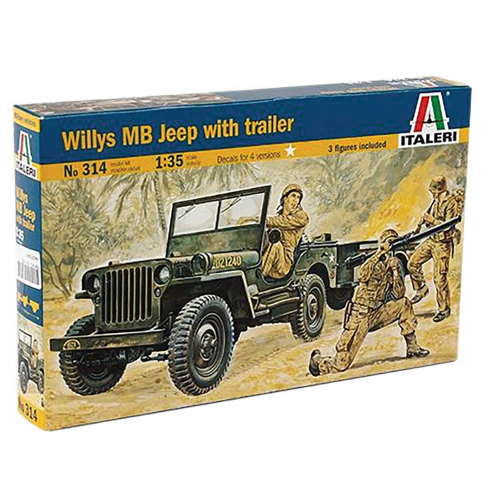 Italeri 314 1/35 Willys MB Jeep with Trailer Model Kit