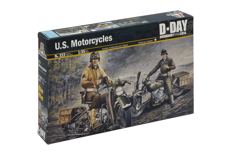 Italeri 322 1/35 US Army Motorcycles (2 Motorcycles and 2 figures) Model Kit