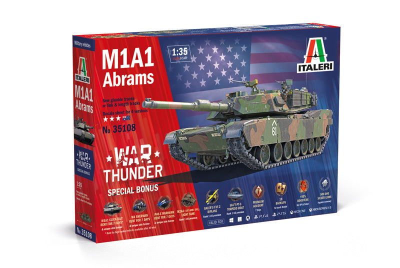 Italeri 35108 1/35 War Thunder: M1A1 Abrams Model Tank Kit