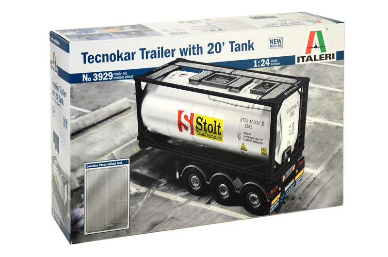Italeri 3929 1/24 Tecnokar Trailer with 20' Tank Model Kit