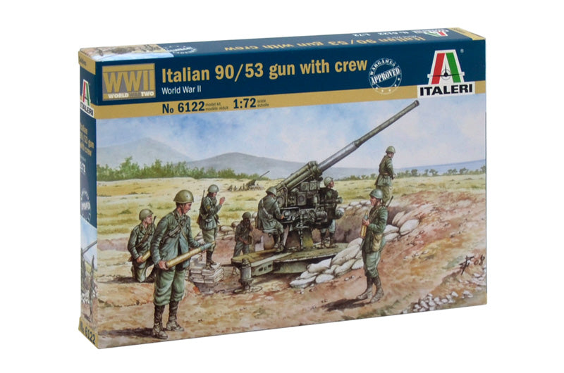 Italeri 6122 1/72 WWII Italian 90/53 Gun with Crew Model Kit