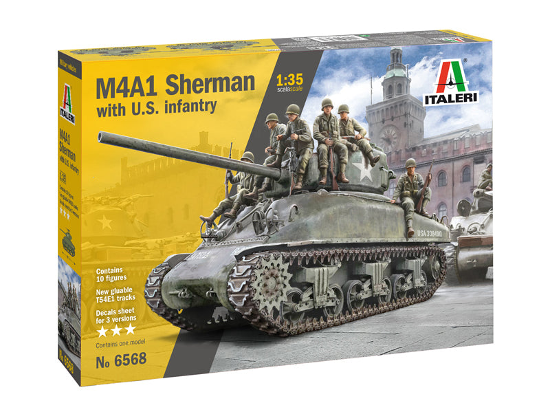 Italeri 6568 1/35 M4A1 Sherman with US Infantry Model Kit