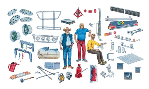 ITALERI 720 1/24 Truck Accessories with 3 Figures Model Kit