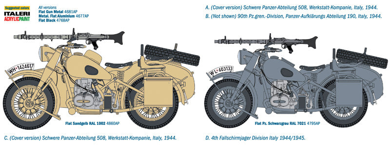 Italeri 7403 1/9 BMW R75 with Sidecar Model Motorcycle Kit