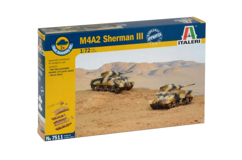 Italeri 7511 1/72 M4A2 Sherman III Model Kit (2 Pack)