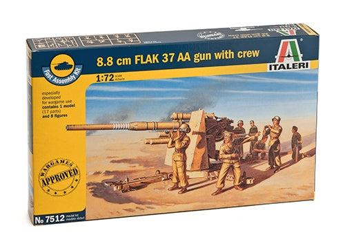 Italeri 7512 1/72 8.8cm Flak 37 Gun with Crew Model Kit