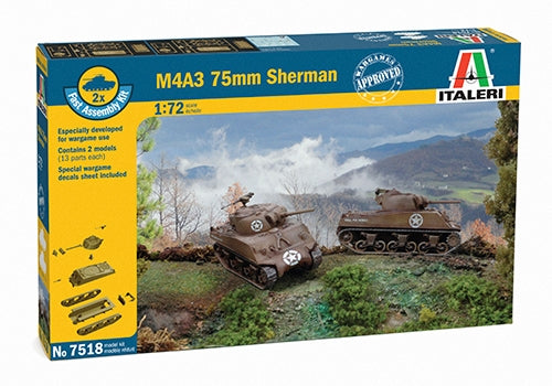 Italeri 7518 1/72 Sherman M4 A3 Model Kit (2 Pack)