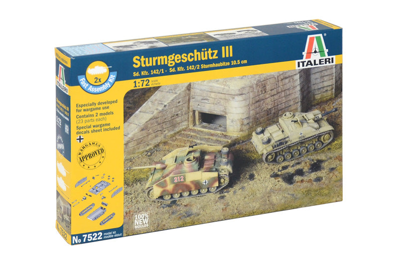 Italeri 7522 1/72 Sturmgeschutz III SD KFZ.142 Model Tank Kit