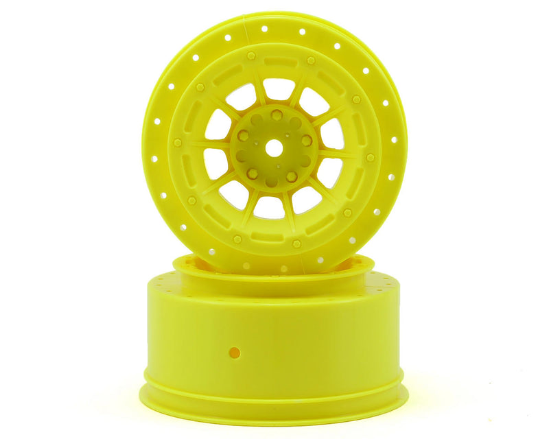 J Concepts 3351Y Yellow Hazard 2.2/3.0" 2WD Slash Rear (4x4 F/R) Wheels Hex 1 Pair