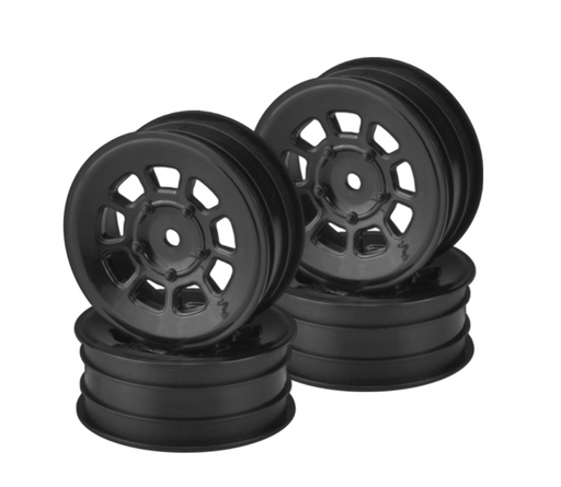 J Concepts 3397B Black 9 Shot 2.2" Front Buggy Wheels with 12mm Hex  4 Pack