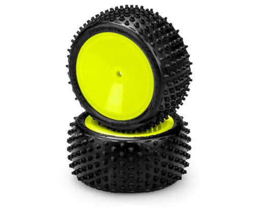 JConcepts 3059-201021 Drop Step 2.2" Pre-Mounted Rear Buggy Pink Compound Carpet Tires on Yellow Wheels (2 Pack)