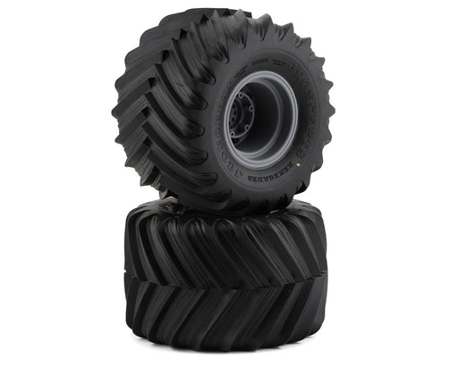 JConcepts 3085-40910 Renegades Pre-Mounted Yellow Compound Monster Truck Tires on SIlver Wheels (2 Pack)