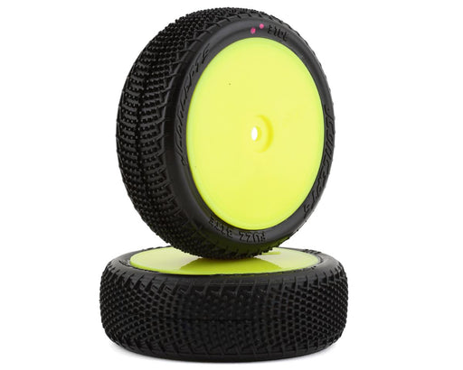 JConcepts 3108-201011 Fuzz Bite LP 2.2" Pre-Mounted 4WD Front Buggy Carpet Tires on Yellow Wheels