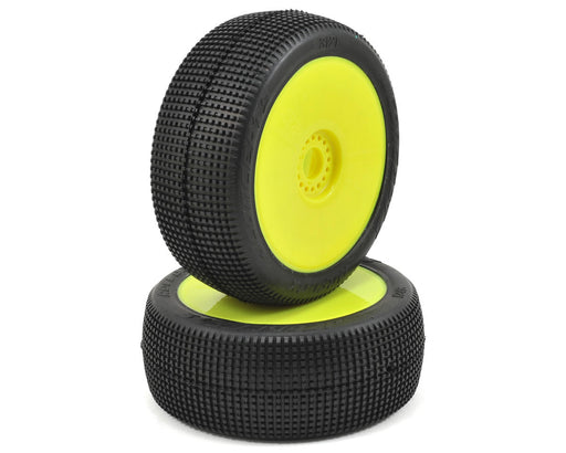 JConcepts 3121-22 Reflex Pre-Mounted 1/8th Buggy Green Compound Tires on Yellow Wheels (2 Pack)