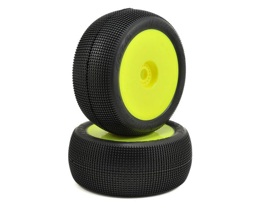 JConcepts 3125-22 Reflex 4.0" Pre-Mounted 1/8th Truggy Green Compound Tires on Yellow Wheels (2 Pack)