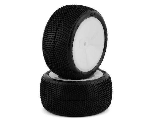 JConcepts 3152-101021 Fuzz Bite LP 2.2" Pre-Mounted Rear Buggy Carpet Tires on White Wheels (2 Pack)
