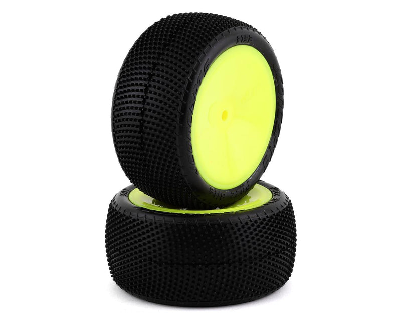 JConcepts 3152-201021 Fuzz Bite LP 2.2" Pre-Mounted Rear Buggy Carpet Tires on Yellow Wheels (2 Pack)