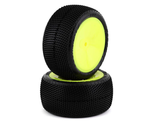 JConcepts 3152-201021 Fuzz Bite LP 2.2" Pre-Mounted Rear Buggy Carpet Tires on Yellow Wheels (2 Pack)