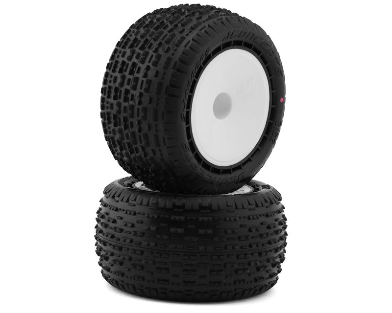 JConcepts 3162-101091 Swaggers 2.2" Pre-Mounted Stadium Truck Pink Compound Tires on White Wheels (2 Pack)