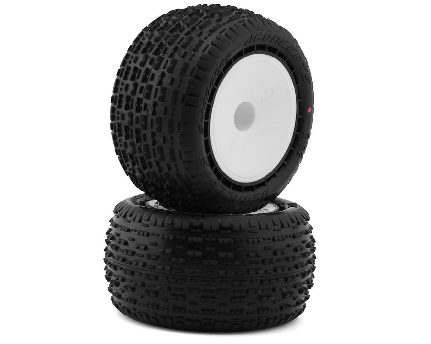 JConcepts 3162-101091 Swaggers 2.2" Pre-Mounted Stadium Truck Pink Compound Tires on White Wheels (2 Pack)