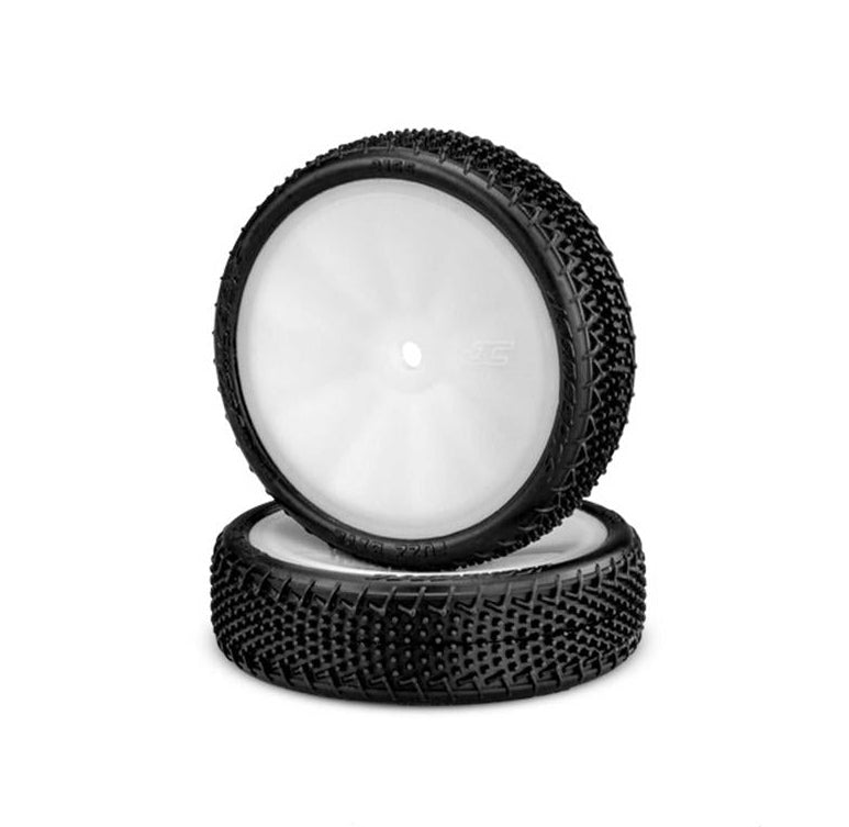JConcepts 3165-101011 Fuzz Bite LP 2.2" Pre-Mounted 2WD Front Buggy Carpet Tires on White Wheels (2 Pack)