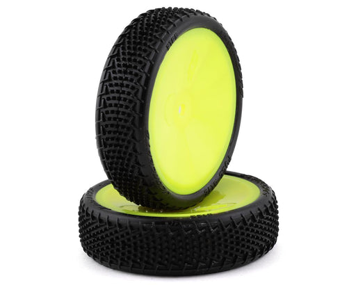 JConcepts 3165-201011 Fuzz Bite LP 2.2 Pre-Mounted 2WD Front Buggy Carpet Tires on Yellow Wheels (2 Pack)