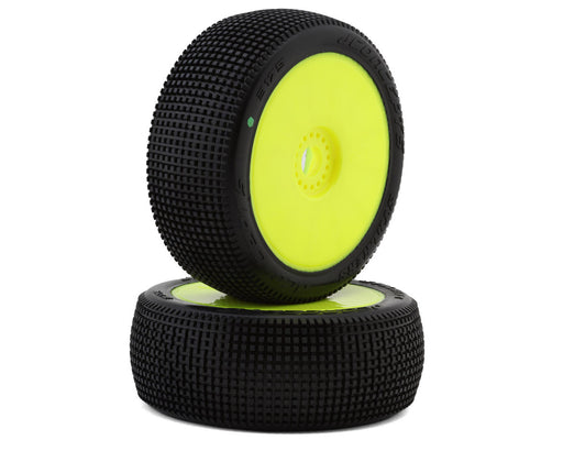 JConcepts 3175-22 Stalkers 1/8 Pre-Mounted Buggy Green Compound Tire on Yellow Wheels (2 Pack)
