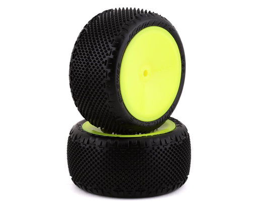JConcepts 3180-201021 Yellow Pin Swag 2.2" Pre-Mounted Rear Buggy Pink Compound Carpet Tires (2 Pack)