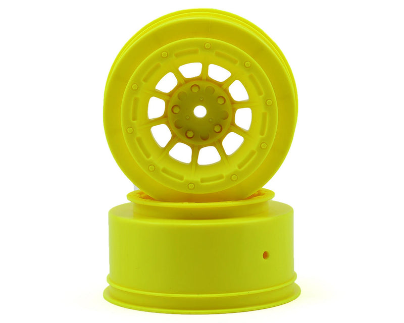 JConcepts 3350Y Yellow 12mm Hex Hazard Short Course Wheels fits 2WD Slash Front (2 Pack)