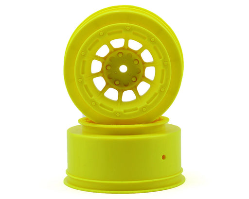 JConcepts 3350Y Yellow 12mm Hex Hazard Short Course Wheels fits 2WD Slash Front (2 Pack)