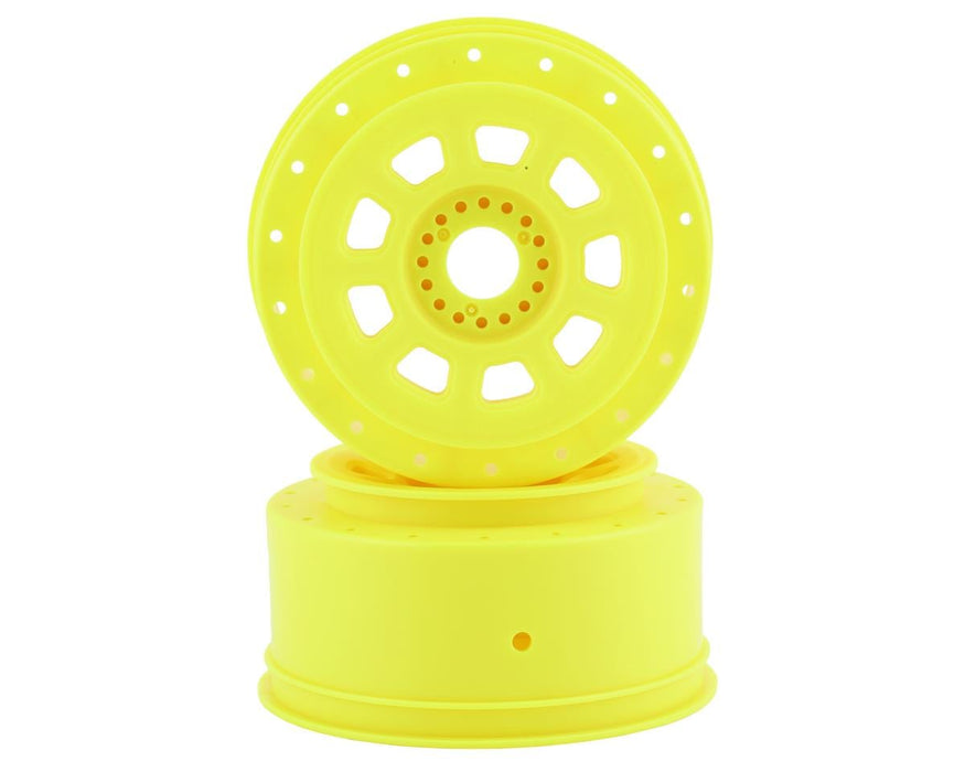 JConcepts 3421Y Yellow 9-Shot Short Course Dirt Oval Wheels (2 Pack)