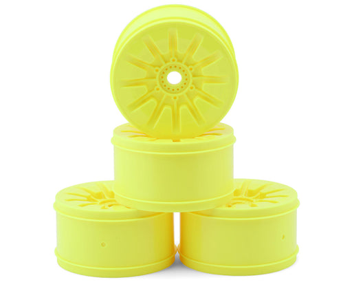JConcepts 3448Y Yellow Pioneer 4.0" Standard Offset 1/8 Truck Wheels (4 Pack)