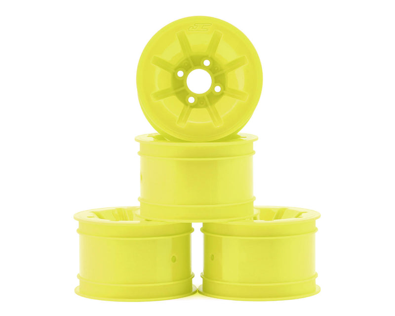 JConcepts 3464Y Yellow RC10 Pioneer 2.2 Rear Wheels with Adapters (4 Pack)