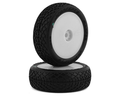 JConcepts 4002-1211 Mini-B Ellipse Pre-Mounted Front Tires Green Compound on White Wheels (2 Pack)