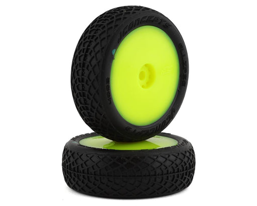 JConcepts 4002-2211 Mini-B Ellipse Pre-Mounted Front Tires Green Compound on Yellow Wheels (2 Pack)