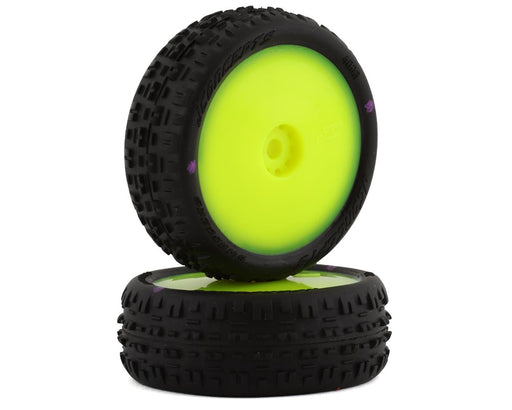 JConcepts 4003-201011 Mini-B Swagger Pre-Mounted Front Pink Compound Tires on Yellow Wheels (2 Pack)