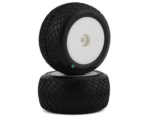 JConcepts 4004-1221 Mini-B/Mini-T Ellipse Pre-Mounted Rear Green Compound Tires on White Wheels (2 Pack)