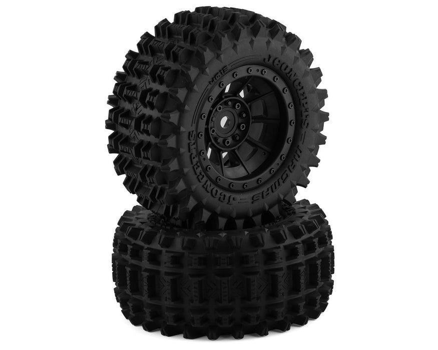 JConcepts 4013-3994 Magma Pre-Mounted Monster Truck Tires with Black Hazard Wheel (2 Pack)