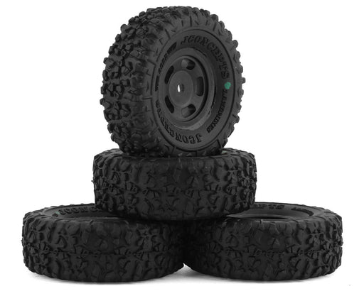 JConcepts 4022-32911 Landmines 1.0" Pre-Mounted Green Compound Tires with Black Glide 5 Wheels (4 Pack)