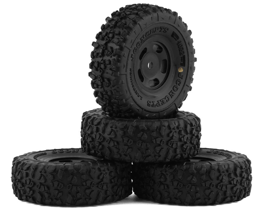 JConcepts 4022-35911 Landmines 1.0" Pre-Mounted Gold Compound Tires with Black Glide 5 Wheels (4 Pack)