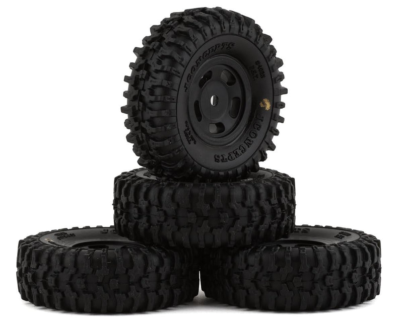 JConcepts 4023-35911 SCX24 1.0" Tusk Pre-Mounted Gold Compound Tires with Black Glide 5 Wheels (4 Pack)