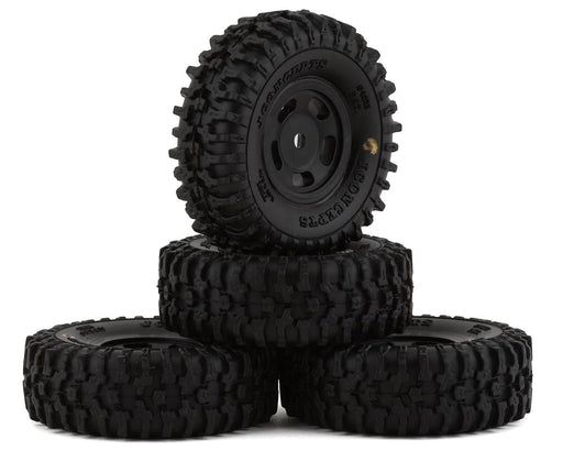 JConcepts 4023-35911 SCX24 1.0" Tusk Pre-Mounted Gold Compound Tires with Black Glide 5 Wheels (4 Pack)