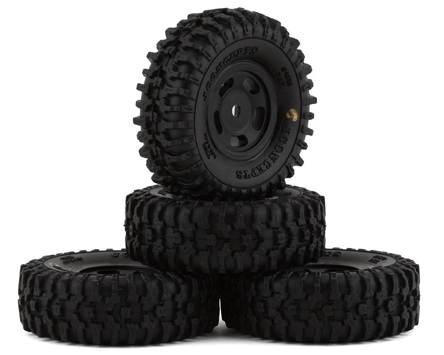 JConcepts 4023-35911 SCX24 1.0" Tusk Pre-Mounted Gold Compound Tires with Black Glide 5 Wheels (4 Pack)