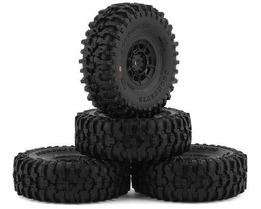 JConcepts 4023-3594 Tusk 1.0" Pre-Mounted Gold Compound Tires with Black Hazard Wheel (4 Pack)
