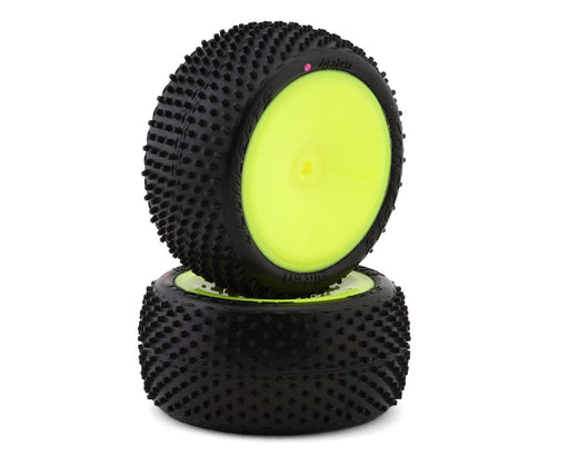 JConcepts 4029-201021 Siren LP 2.2" Pre-Mounted Rear Buggy Pink Compound Carpet Tires on Yellow Wheels (2 Pack)