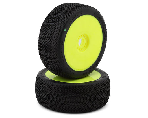 JConcepts 4034-22 Relapse Pre-Mounted 1/8th Buggy Green Compound Tires on Yellow Wheels (2 Pack)