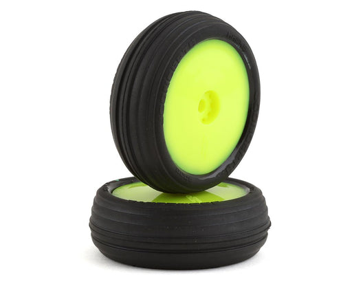 JConcepts 4039-2211 Mini-B Hawk Pre-Mounted Front Green Compound Tires on Yellow Wheels (2 Pack)