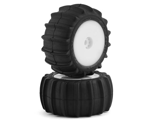 JConcepts 4040-1221 Mini-T 2.0 Animal Pre-Mounted Green Compound Rear Tires on White Wheels (2 Pack)