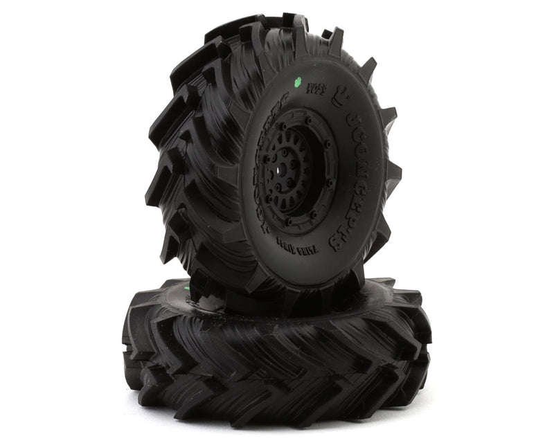 JConcepts 4059-32913 Fling Kings 1.0" Pre-Mounted Tires (63mm OD) with Black Crusher Wheels (2 Pack)
